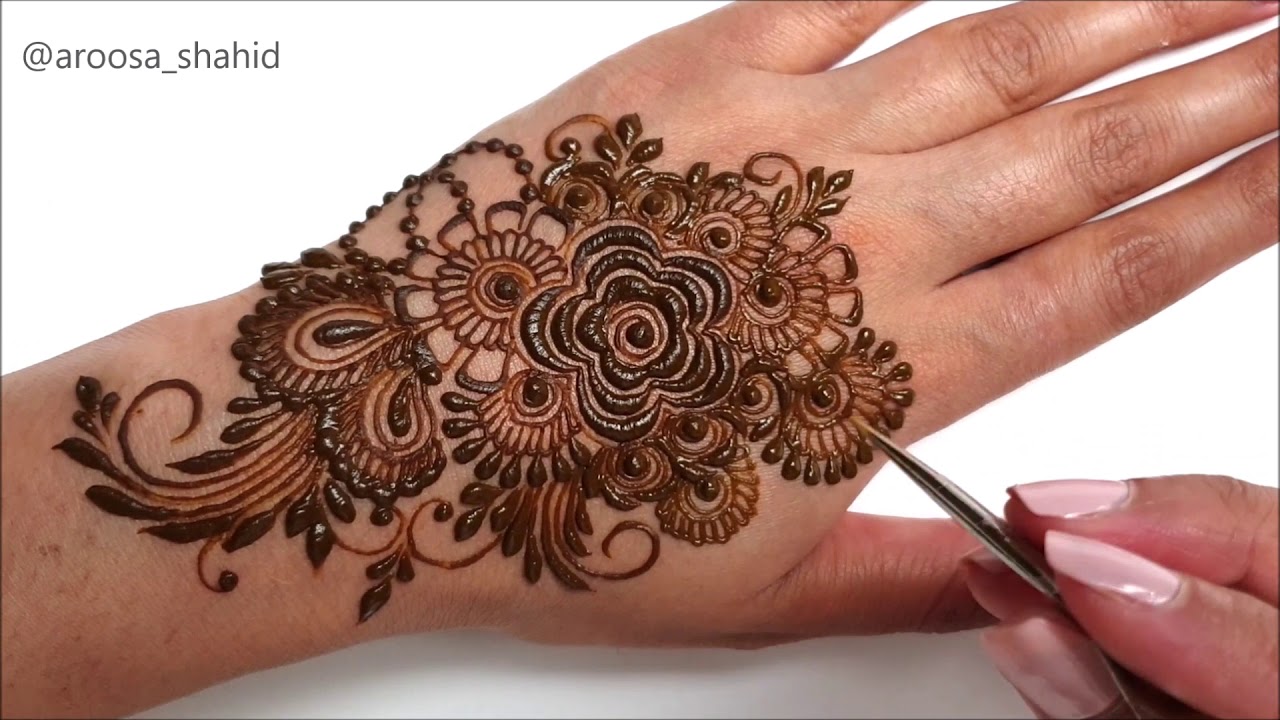 Stylish Intricate Arabic Henna Design for Back Hand - YouTube