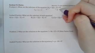 Section 9-4 Video Lesson