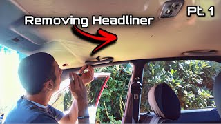 REMOVING HEADLINER STEP BY STEP! (Pt. 1) | 93-97 Toyota Corolla 1990 Geo Prizm Headliner Replacement