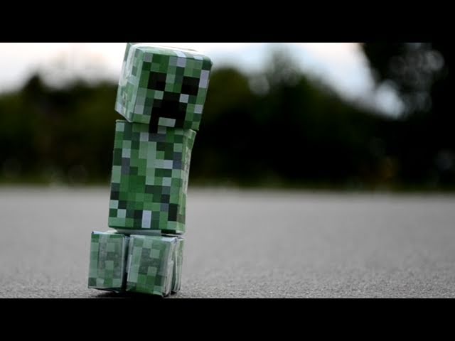 a photo of a minecraft creeper in real life in the