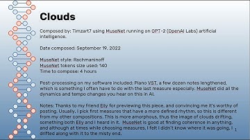 Clouds -- composed using MuseNet artificial intelligence by OpenAI