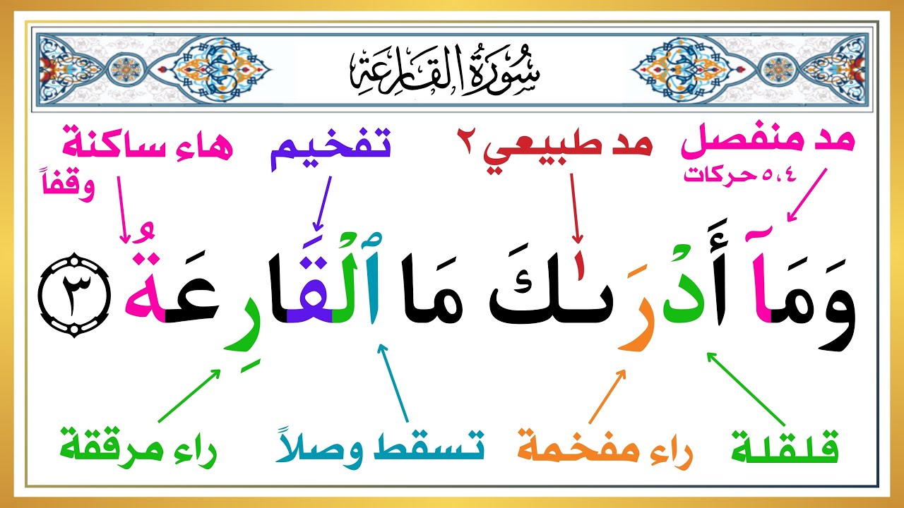 " سورة القارعة " شرح تفصيلي واستخراج أحكام تجويد سورة القارعة | تعلم وعلم طفلك أحكام التجويد بسهولة