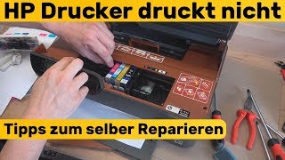 HP Drucker druckt nicht - Kopf reinigen - Druckerwagen lösen