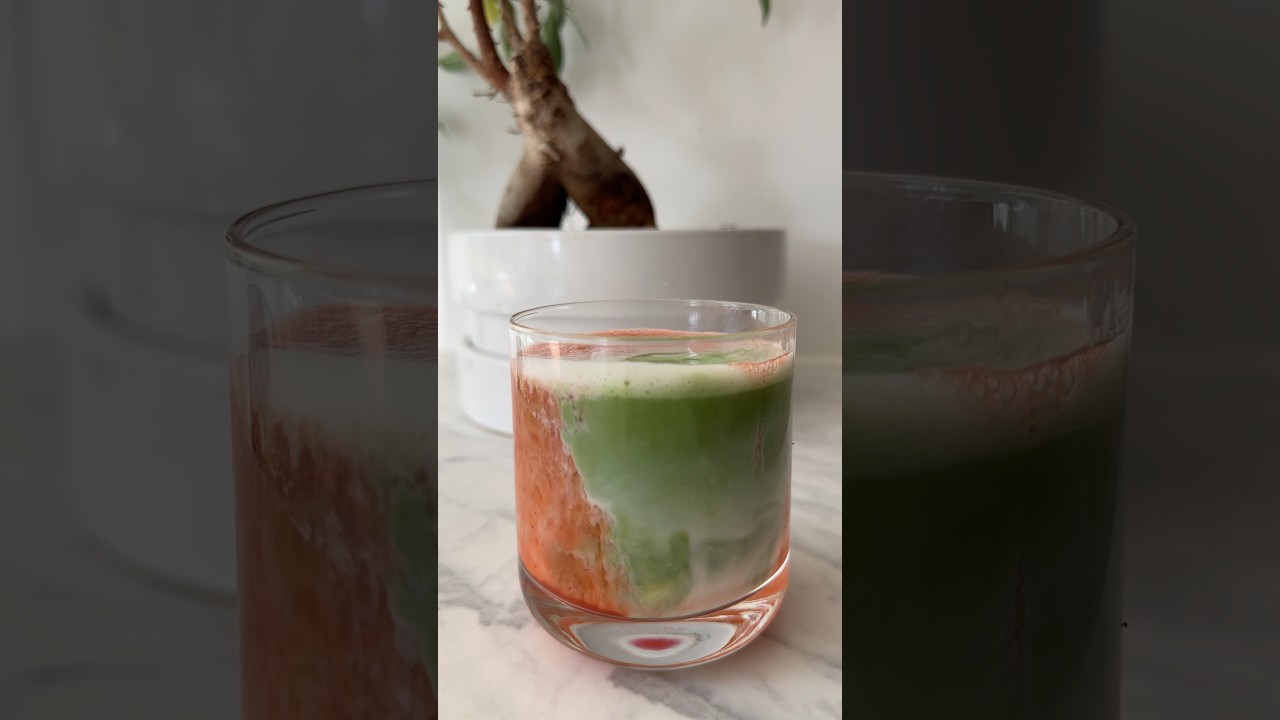 delicious strawberry matcha latte at home 🍓🍵 