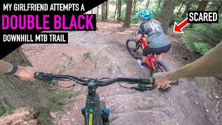 MY GIRLFRIEND ATTEMPTS A DOUBLE BLACK DH TRAIL!!