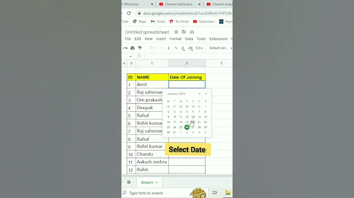 Google Sheets Data Validation Calendar Excel Tips Tricks#shorts #youtubeshorts #excel #googlesheets