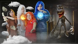 CARTOON DOG IN REAL LIFE! 4 ELEMENTS versus CARTOON MONSTERS! Girl fire, ice, air!