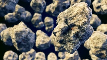 abstract cgi motion graphics with flying asteroids free stock footage