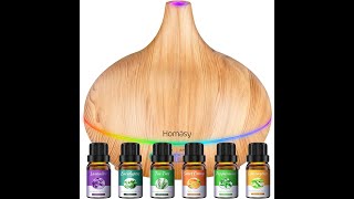 Homasy 500ml Aromatherapy Set Pure Essential Oil Diffuser Unboxing