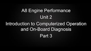 ASE A8 Engine Performance Unit 2 Introduction to Computerized Controls and On-Board Diagnosis Part 3
