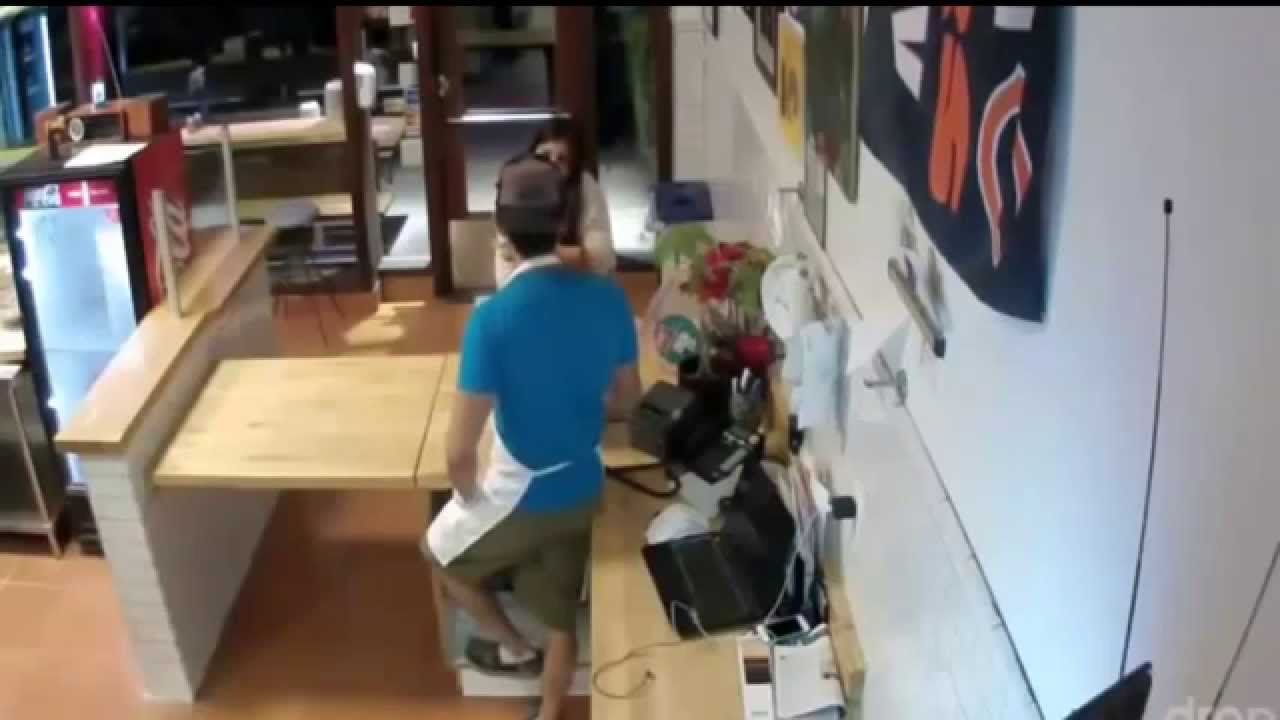 Girl Caught Stealing On Pizza Shop Security Camera - YouTube