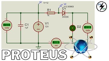 SIMULAÇÃO NO PROTEUS - Circuito c/ LED, diodo, RC e fonte CC