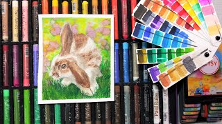 Happy Easter! Sweet Bunny in Watercolor & Oil Pastel