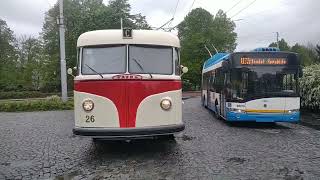 20.4 Vyhlídkové jízdy Autobus Karosa ŠM 11 č.#5842 ešemka a jízda Trolejbus Tatra T400/IIA č. #26