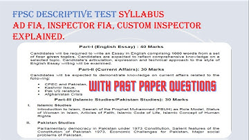 FPSC DESCRIPTIVE Test Syllabus 2022 || AD & Inspector FIA  || Customs Inspector || #fpsc #pastpapers