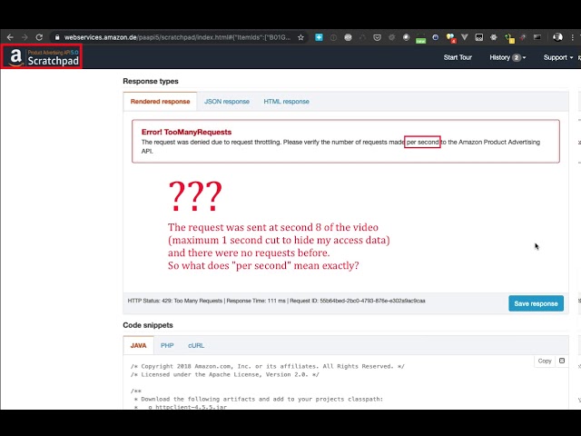 javascript -  paapi 5.0 : getting 429 error always. com