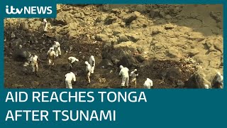 Aid finally reaches Tonga after major volcano eruption and resulting tsunami | ITV News