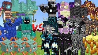 GUARDIAN ALLIANCE Vs WARDEN & ENDERMAN & WITHER SKELETON & BLAZE ALLIANCE MOB BATTLE IN MINECRAFT