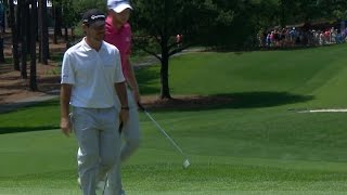 Brian Harman pours in a long range putt for birdie at Wells Fargo