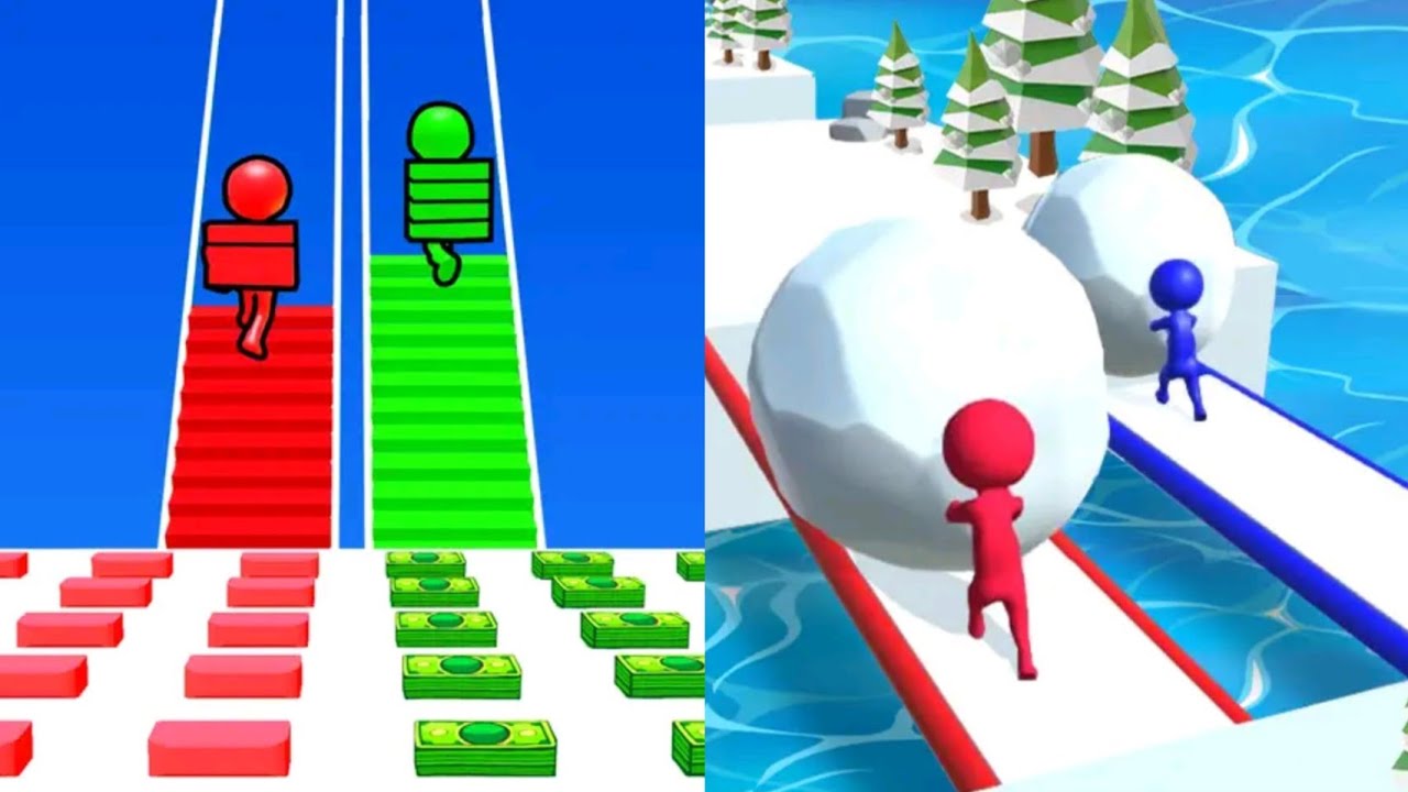 Bridge Race VS Snow Race MAX LEVELS UNLOCKED SPEEDRUN Gameplay