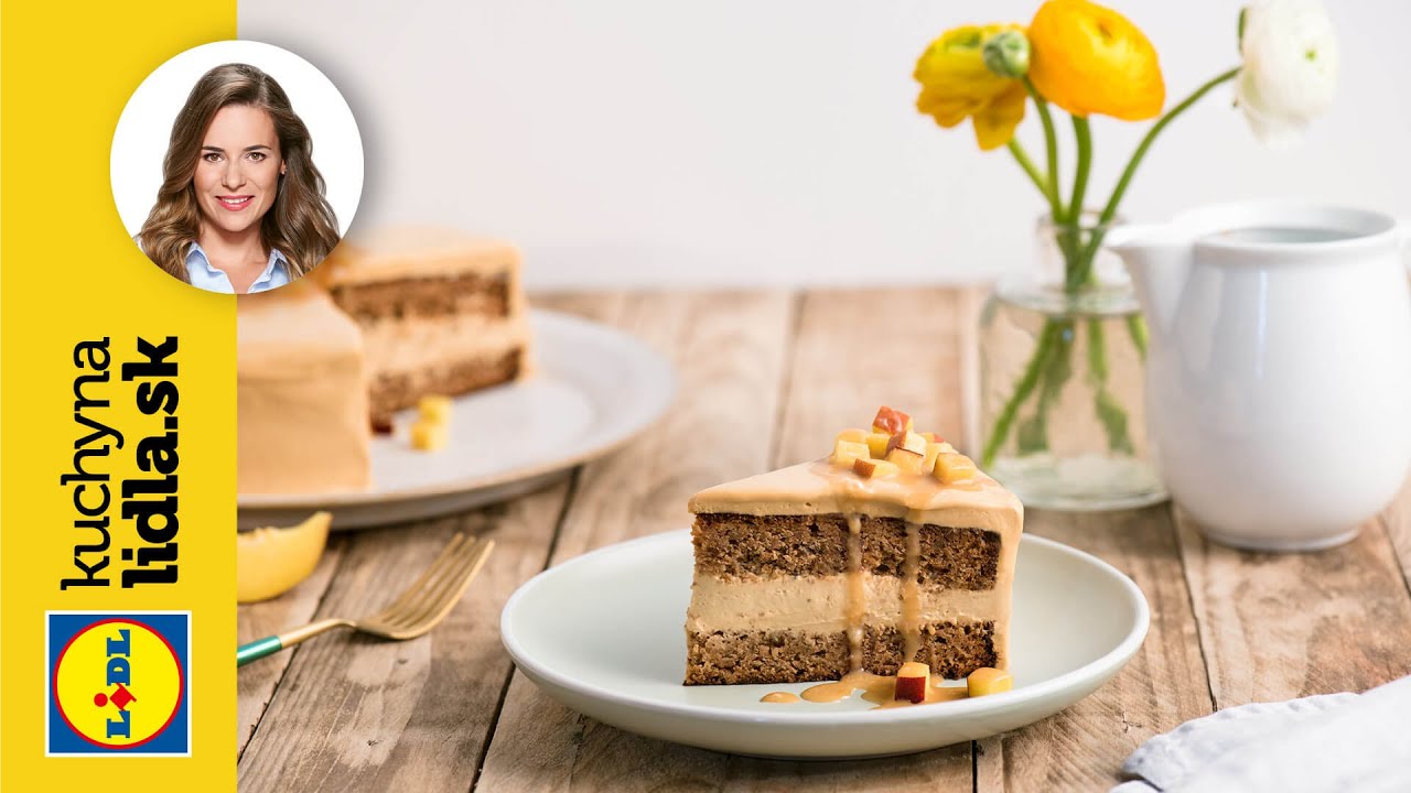 Orechová torta s broskyňami v karamelovej poleve 🍰 | Veronika Bušová | Kuchyňa Lidla