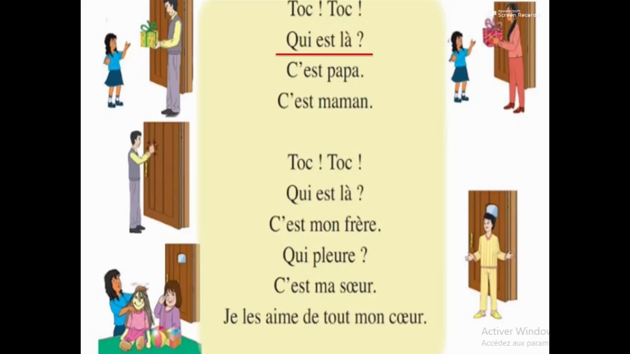 المستوى الأول إبتدائي toc ! Toc! Qui est là? Comptine - YouTube