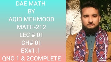 dae math 212 chapter1 exercise 1.1|math 212|math 233|diploma mathematics 2nd year|math 212 chapter 1