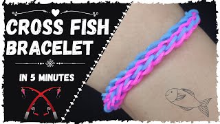 How to make Cross Fish Bracelet with Loom Bands - Easy Loom Bands Tutorial in Urdu/Hindi - Eng Subs