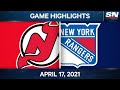 NHL Game Highlights | Devils vs. Rangers - Apr. 17, 2021