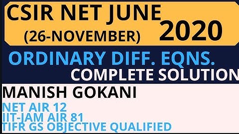 CSIR NET JUNE 2020(26NOV) ODE COMPLETE SOLUTION