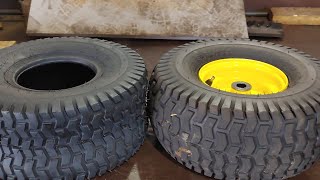 How to mount a small riding mower tire. Very easy method.