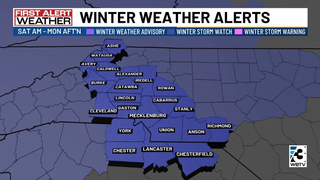 Winter storm watch issued for every county in the Charlotte region ...