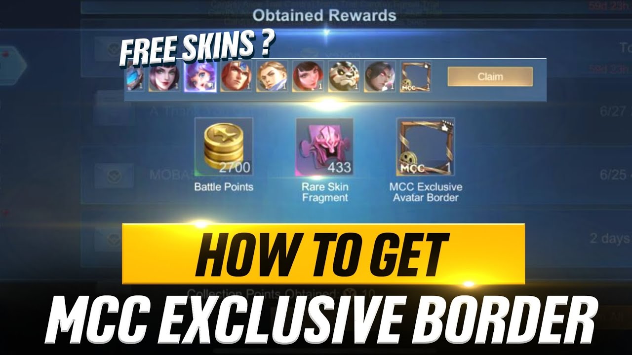 How to get exclusive " MCC Avatar Border" and 10 Epic skins  in Moba Legends ?