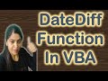 DateDiff Function in VBA | Excel VBA Tutorial in Hindi | VBA