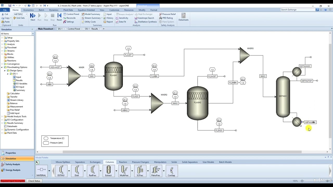 DSTWU distillation column Simulation Case