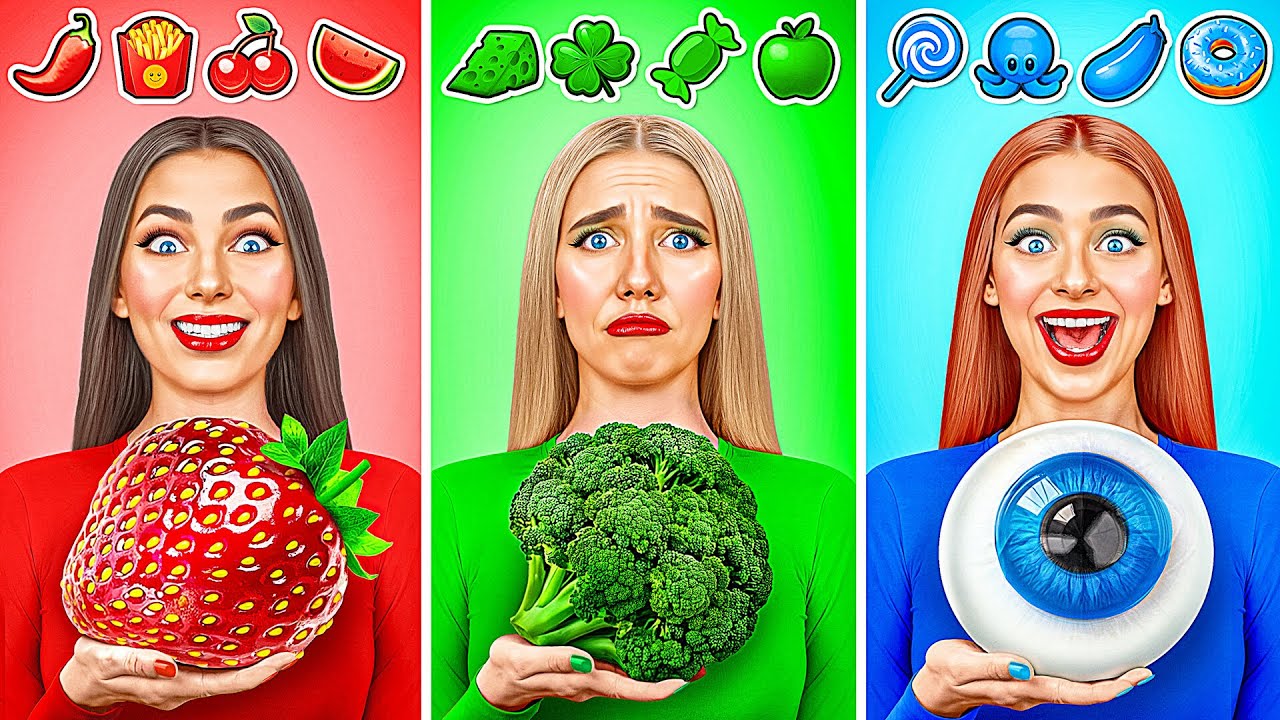 Eating Only One Colored Food For 24 Hours Challenge | Funny Situations ...