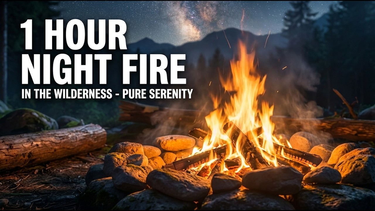 1 HOUR Night Fire in the Wilderness - Pure Serenity