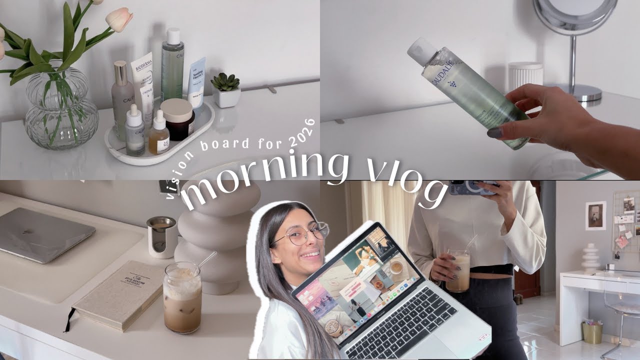 Slow Morning Vlog ☀️| Φτιάχνω το Vision Board μου για το 2026 , skincare, διάβασμα για εξεταστική 📓✨