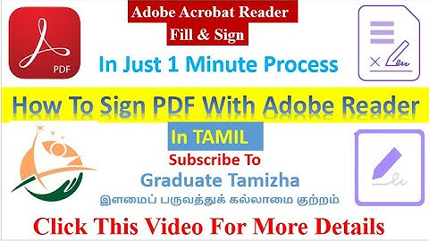 How To Sign A PDF With Adobe Reader | Fill & Sign | Tool | E - Sign | Files | Upload | In Tamil
