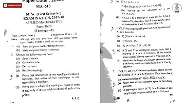 MSC 1ST SEM APPLIED MATHEMATICS TOPOLOGY 1ST 2018 | MJPRU