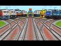 📊Nine Freight Train And Express Trains Crossing At Bumpy Curves Railroad Tracks | train for kids