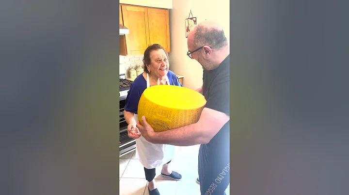 Nonna Pia surprised with a 80lb wheel of Parmigiano Reggiano!  The best in the world!