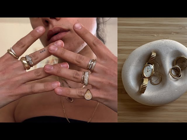 my vintage jewelry collection // how I find unique pieces and shop solid gold for less money class=