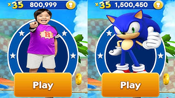 Sonic Dash vs Tag with Ryan - Baby Sonic Unlocked vs All Bosses Zazz Eggman - All 32 Characters