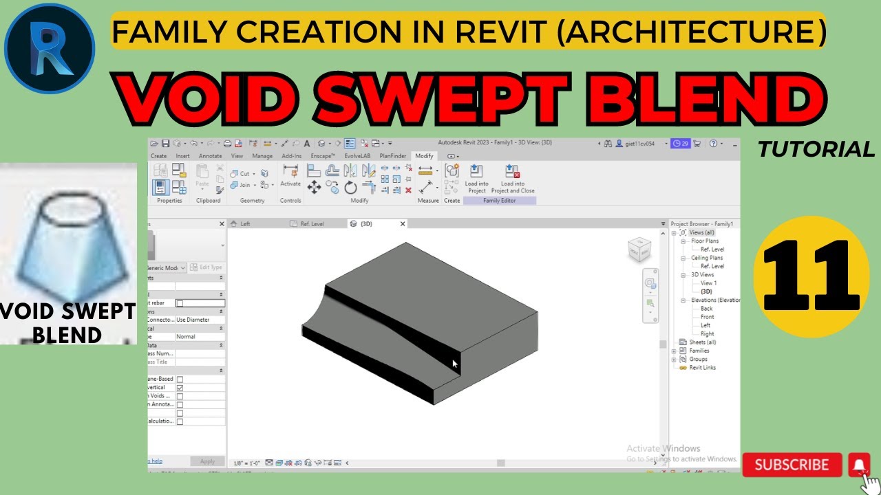Void Swept Blend | Autodesk Revit Architecture Family Full Tutorials 