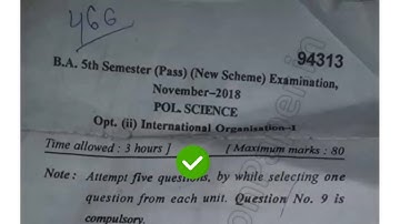 [2018] Mdu BA Pass 5th Sem Political Science Question Paper #MduQuestionPaper
