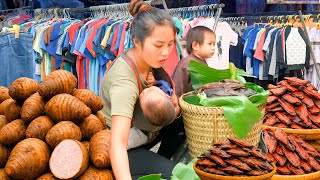 How to Harvest Giant Taro and Dried Fish - Bring them to Market Sell with My Children