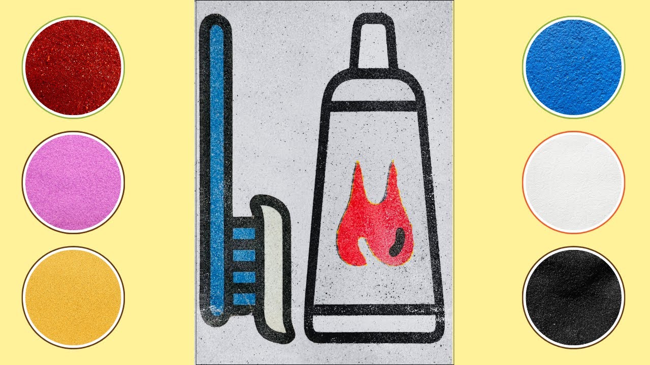 Discover of Sand Art: Toothbrush and Toothpaste Sand Painting for Kids! 