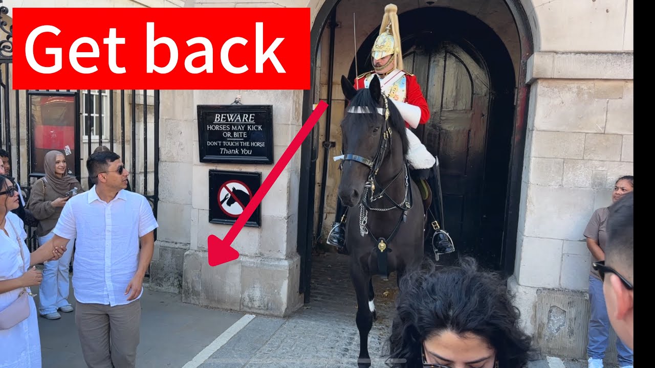 Idiots Step Inside the Line – Guard Reacts with Horse Charge