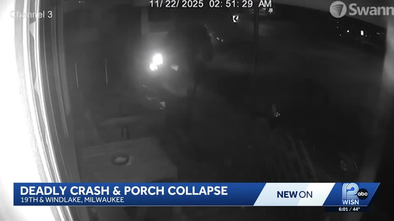 Front porch collapses after car crashes into Milwaukee home; 1 dead ...